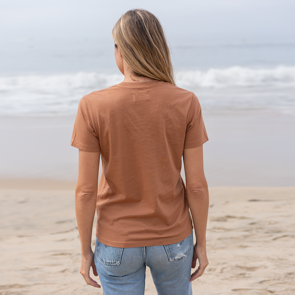 #color_copper organic cotton V-Neck t-shirt back