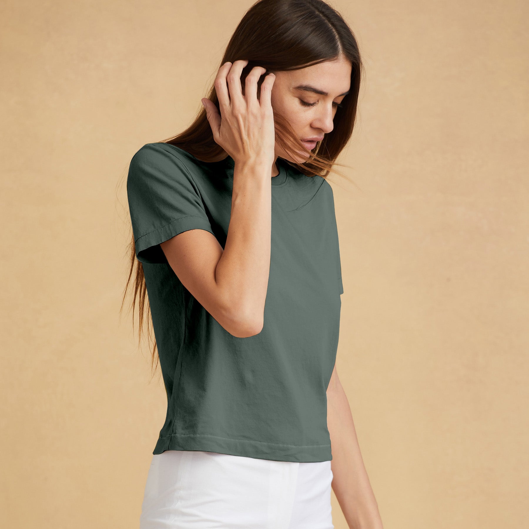#color_forest-green Womens Box Tee front