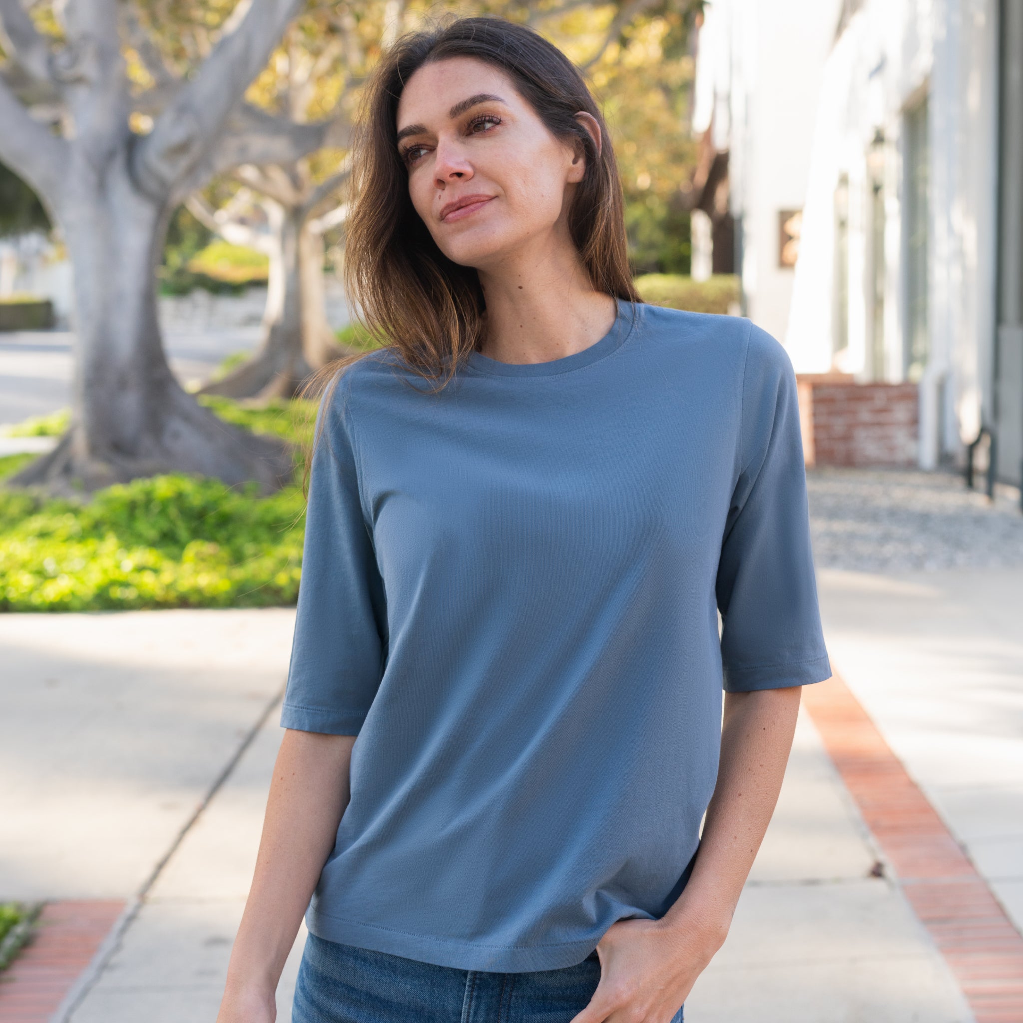 #color_dusk-blue HW Elbow Sleeve Crew Neck