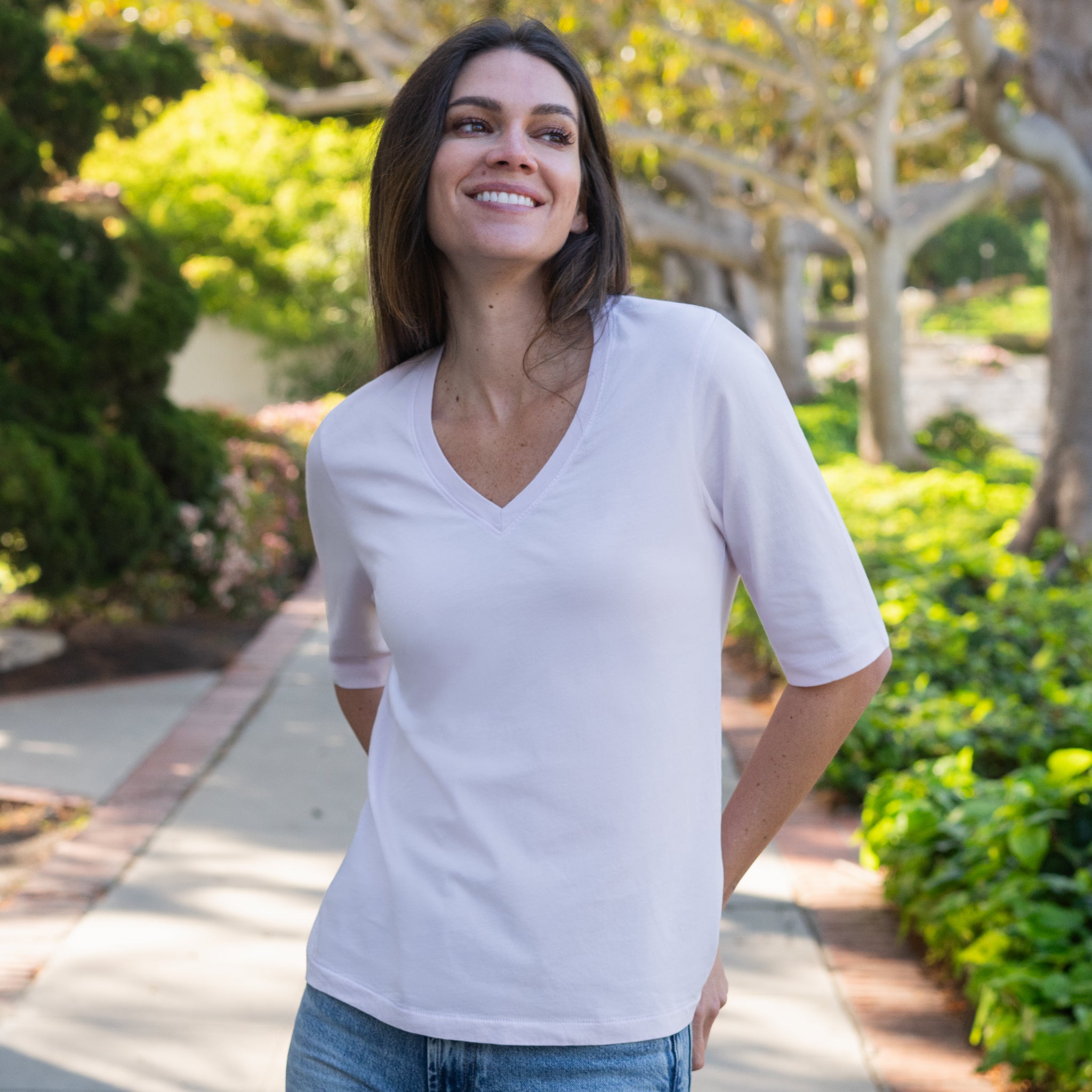 #color_light-pink HW Elbow V Neck