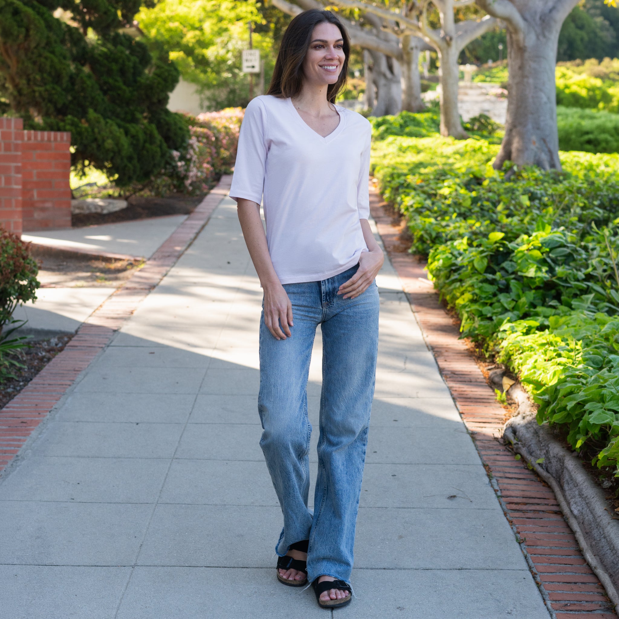 #color_light-pink HW Elbow V Neck Full