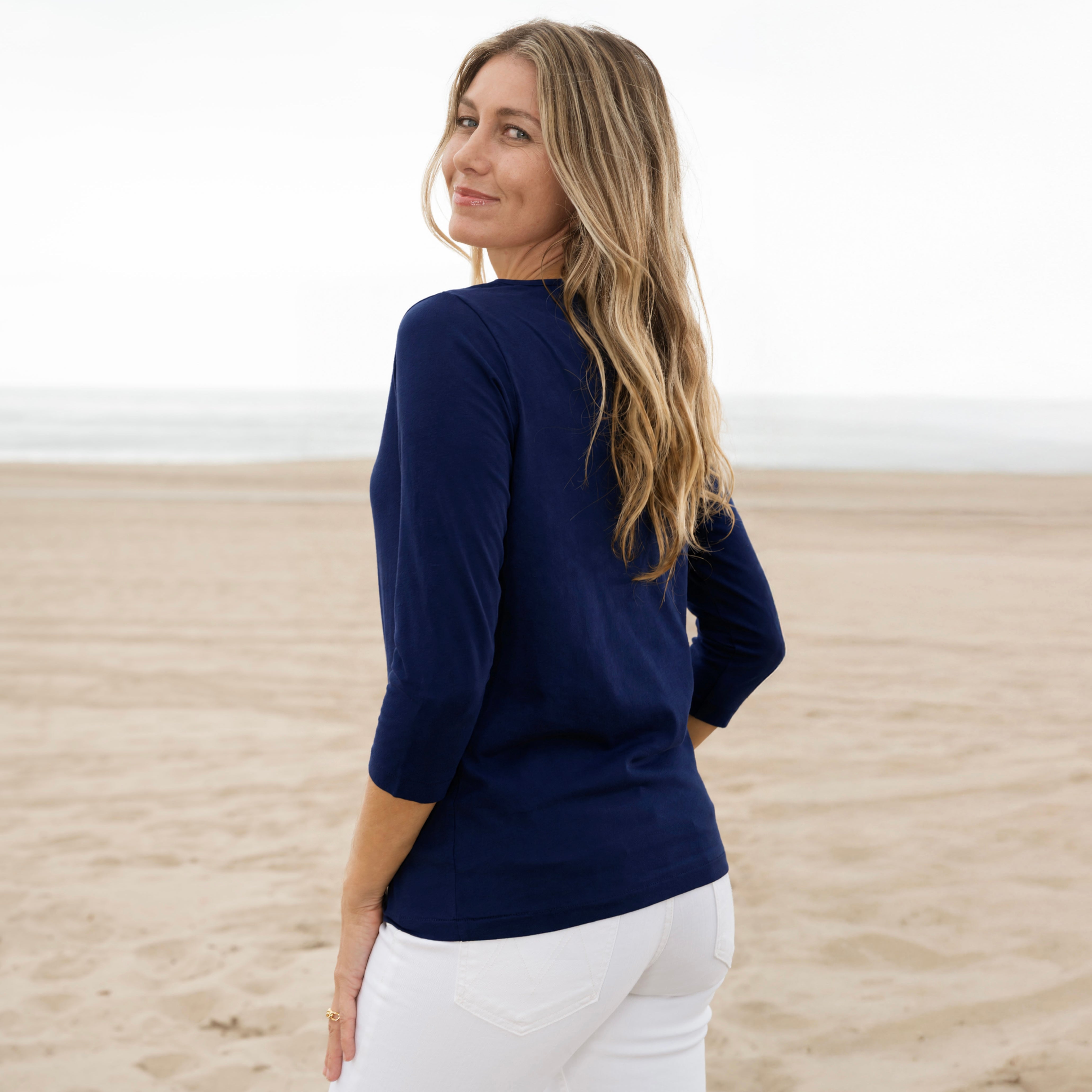 #color_blue Side Boat Neck