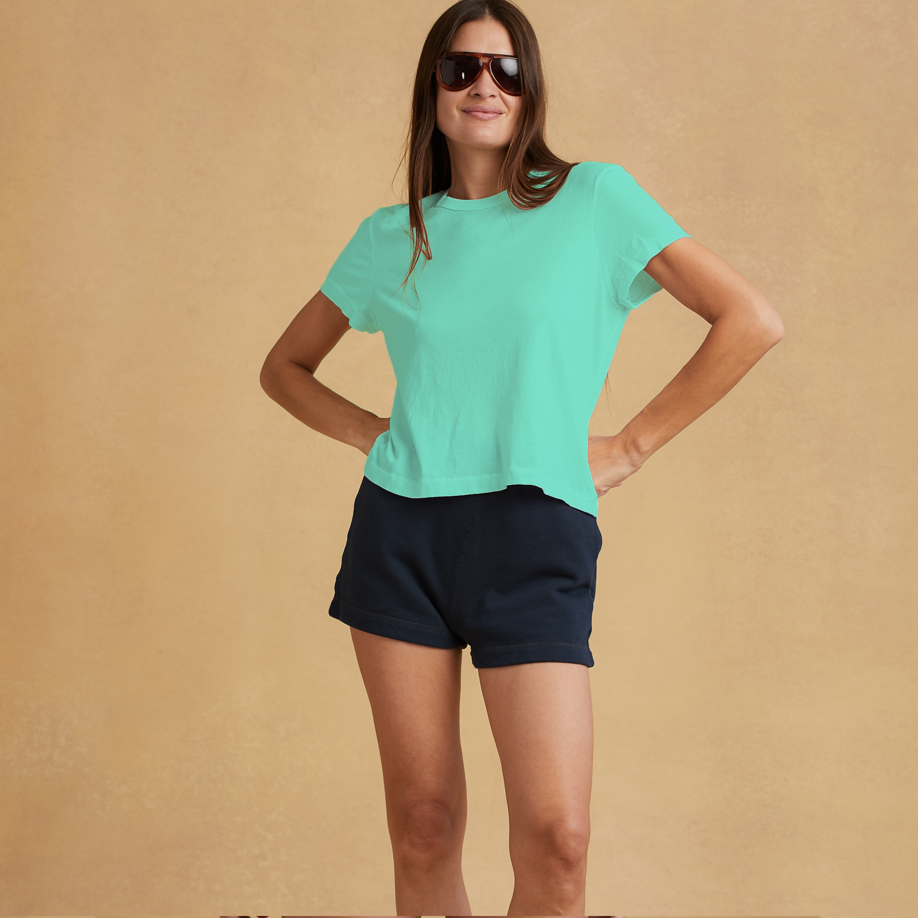 #color_light-green Womens Box Tee front