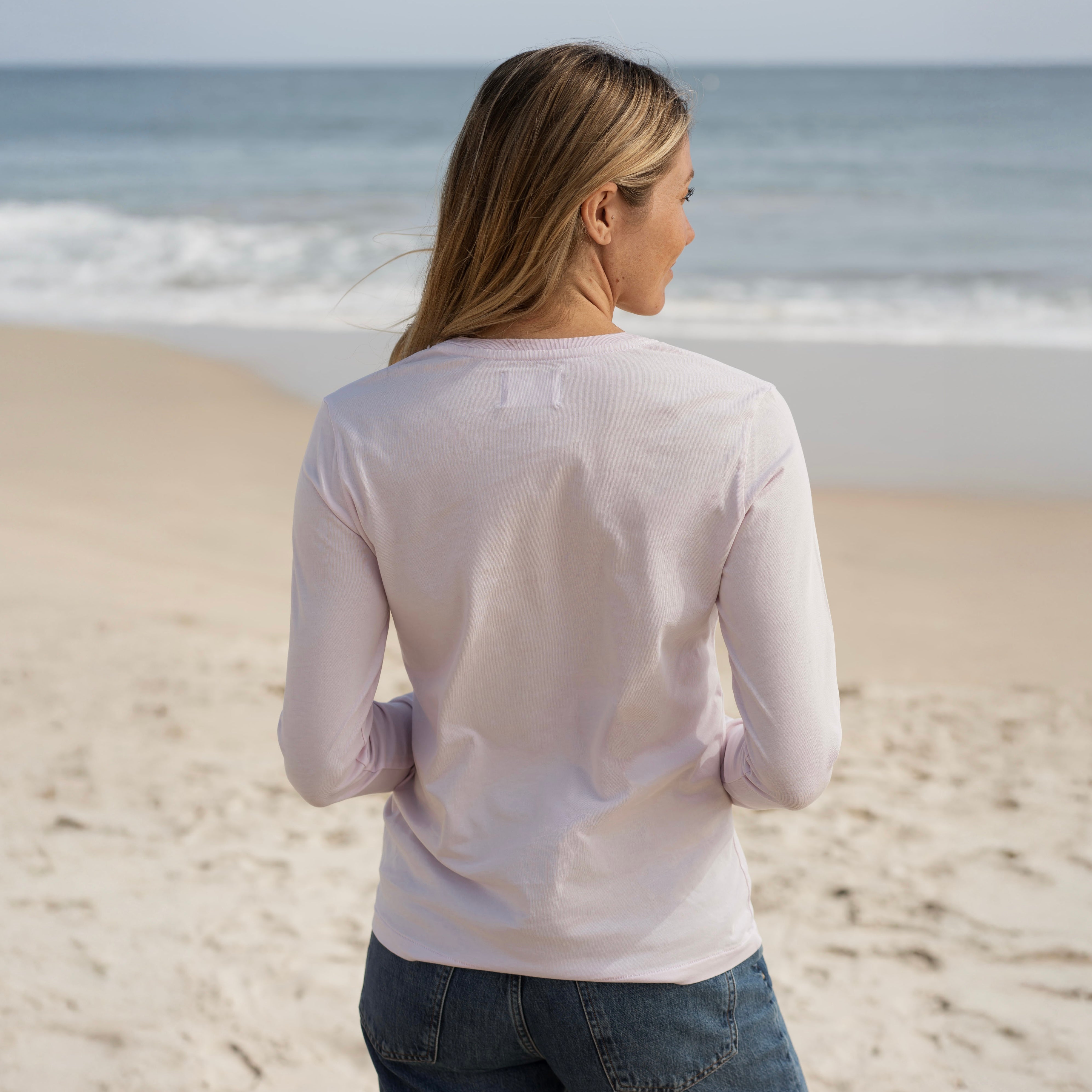 #color_light-pink Womens Long Sleeve V Neck Back