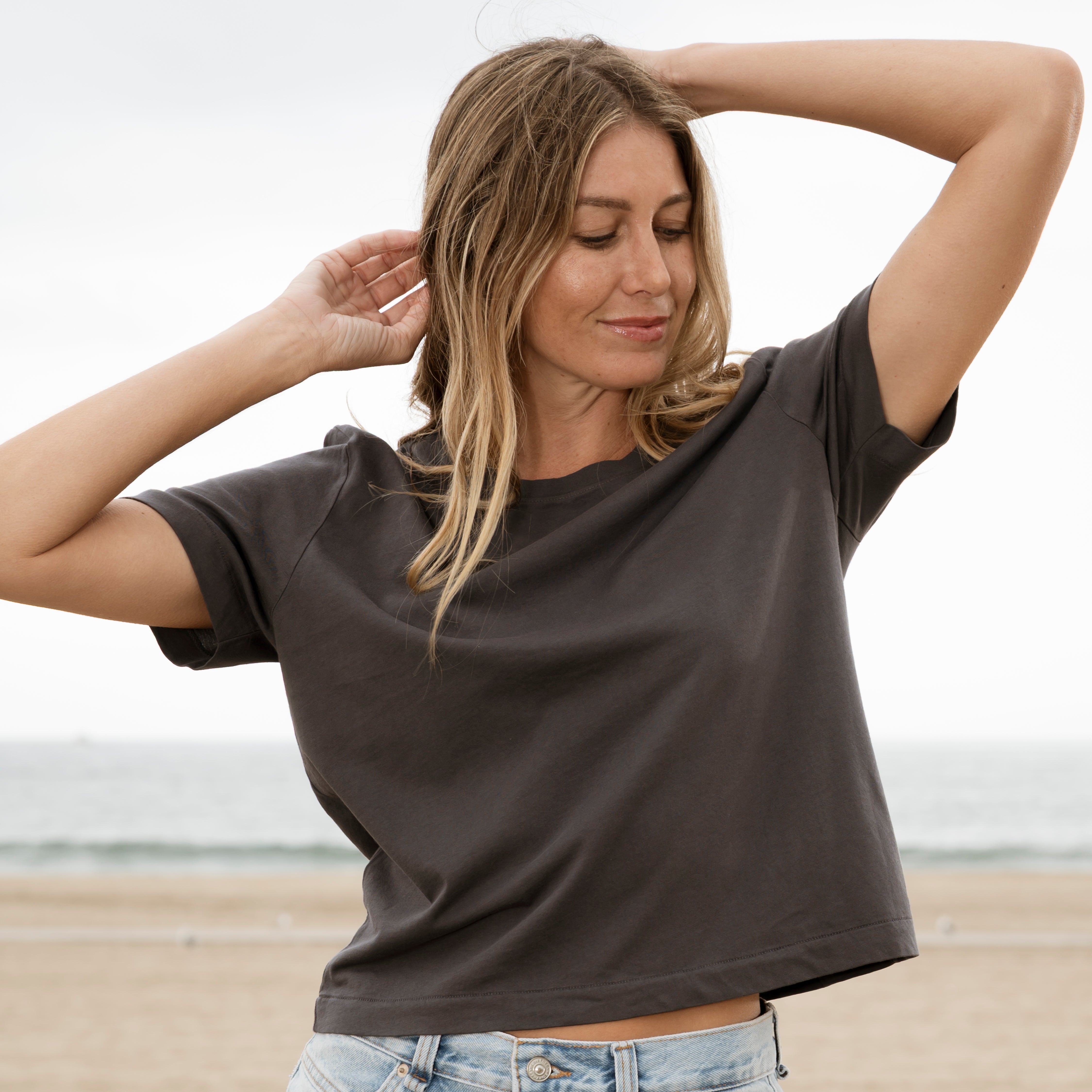 #color_dark-grey Womens Box Tee front