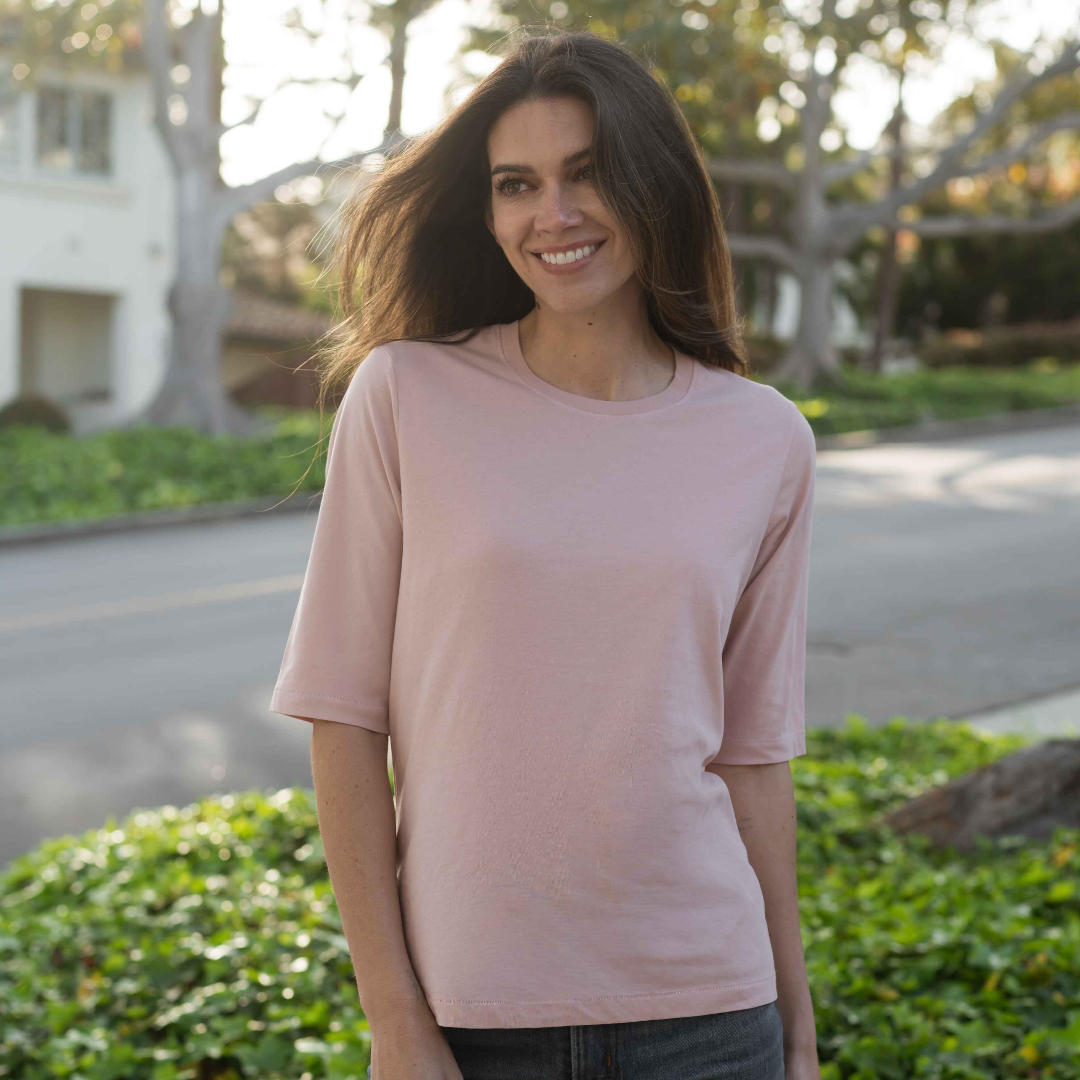 #color_blush Elbow sleeve Crew Neck Full