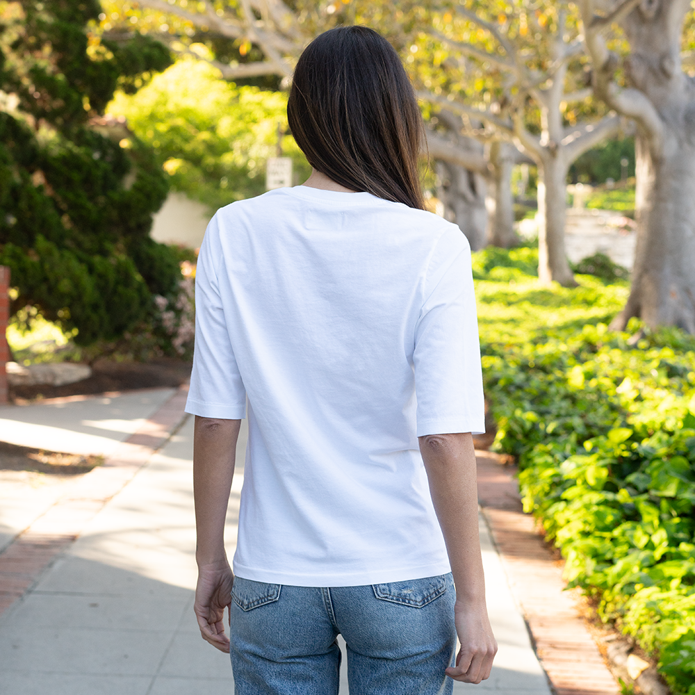 #color_white Elbow Sleeve V-neck