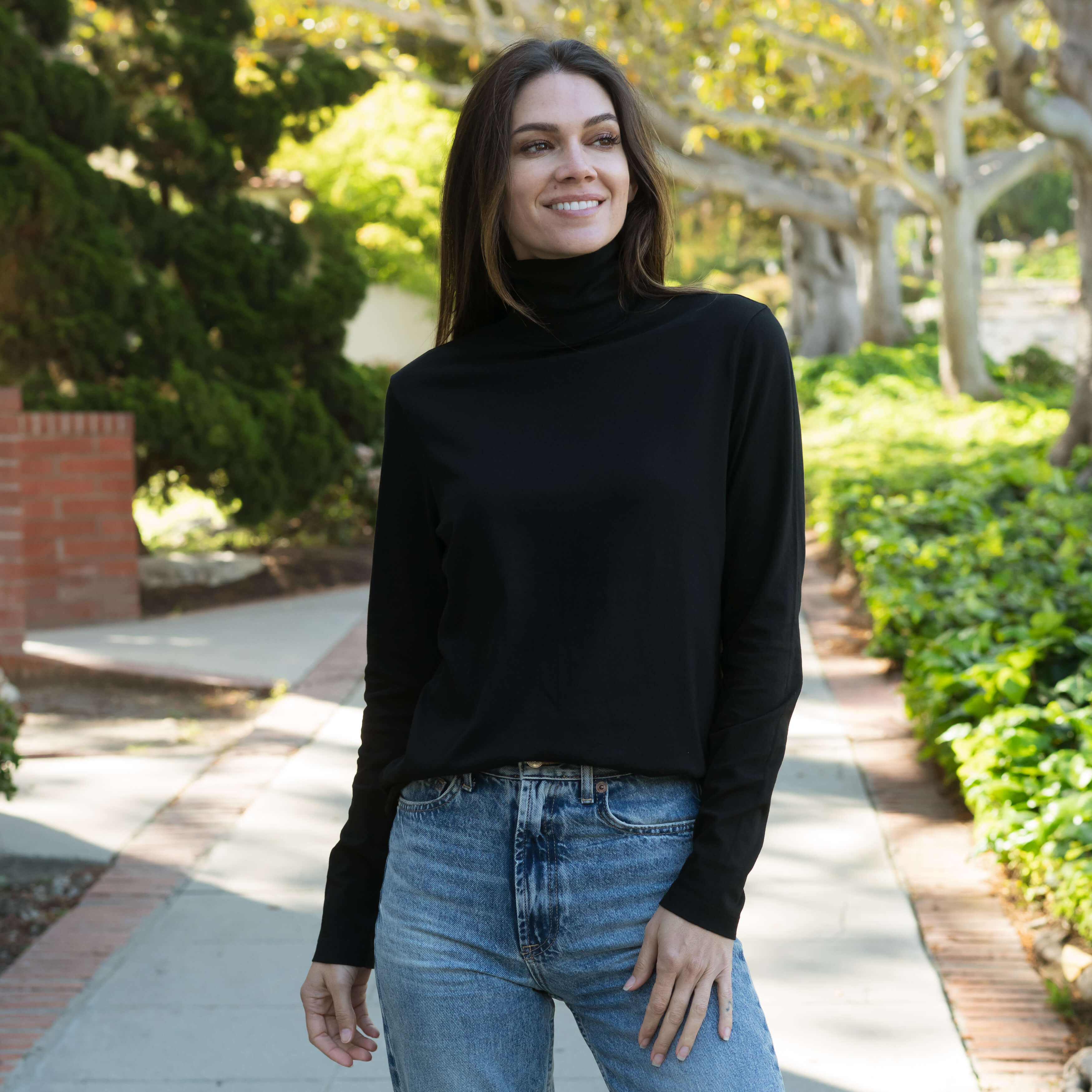 #color_black Womens Long Sleeve Turtle Neck