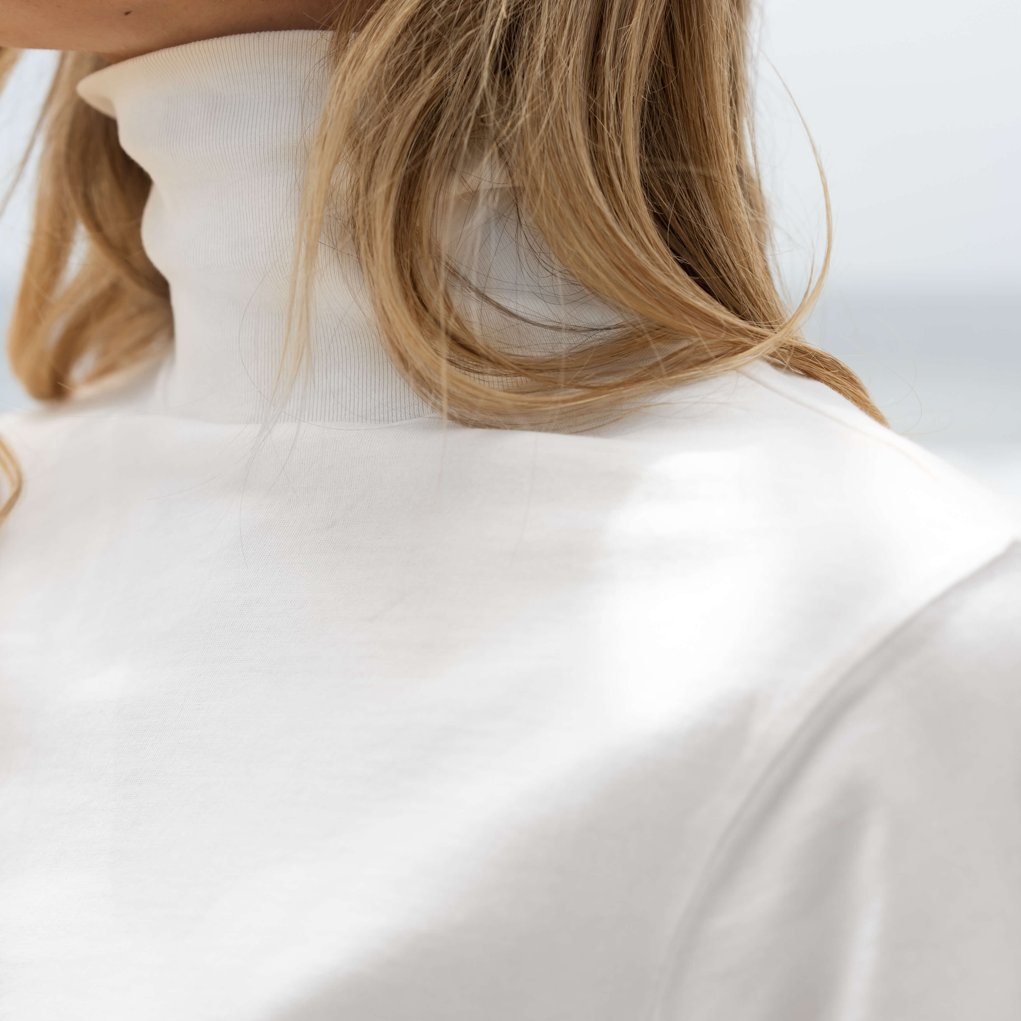 #color_white Womens Long Sleeve Turtle Neck close view