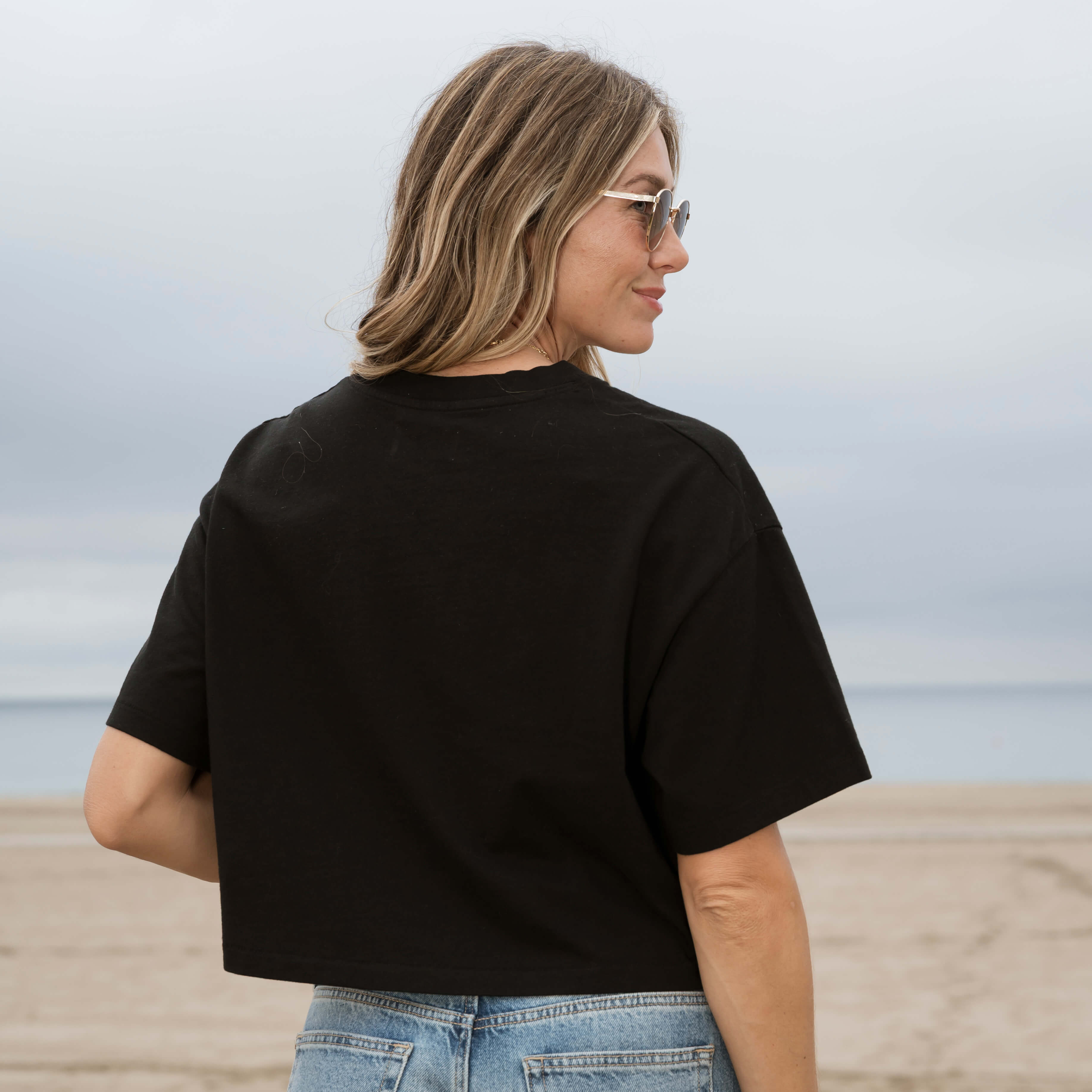 #color_black Womens Short Elbow Tee Back