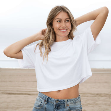 #color_white Womens Short Elbow Tee Front