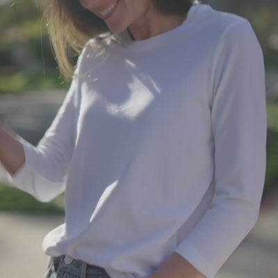 #color_white 3/4 Sleeve Crew Neck
