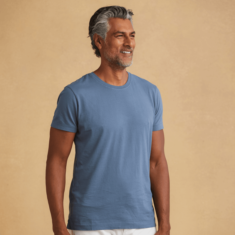 dusk-blue organic cotton t-shirt