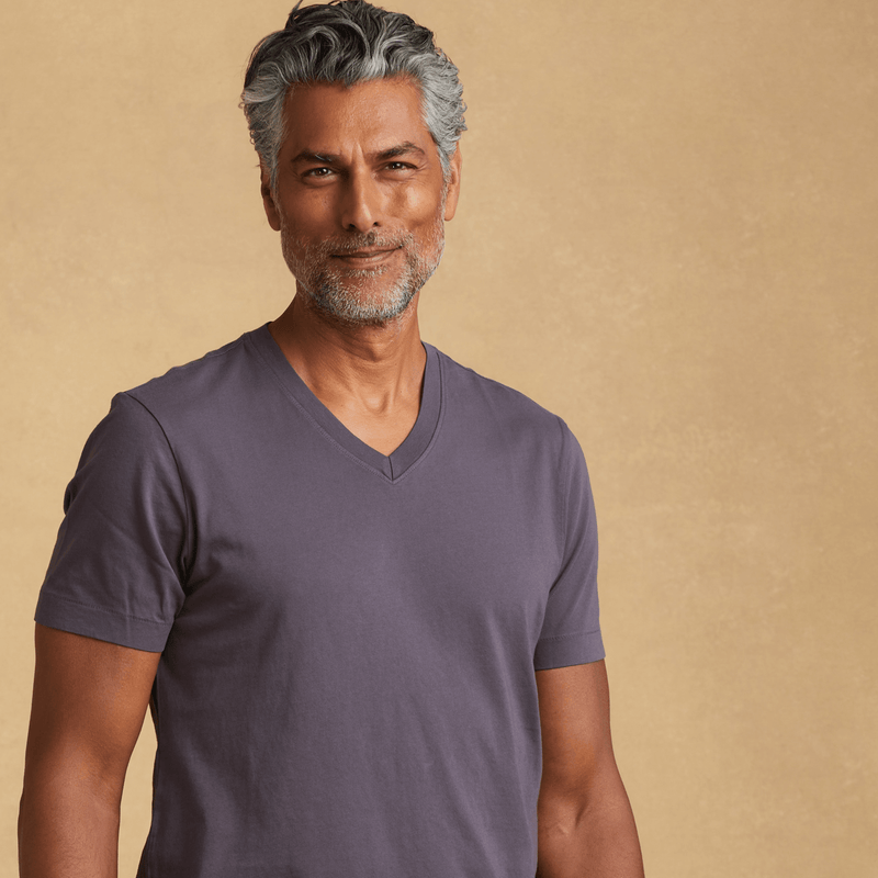 faded-purple organic cotton V-Neck t-shirt