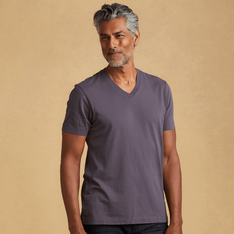 faded-purple organic cotton V-Neck t-shirt