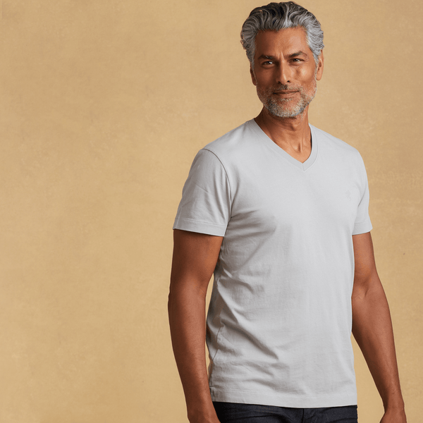 light-grey organic cotton V-Neck t-shirt 