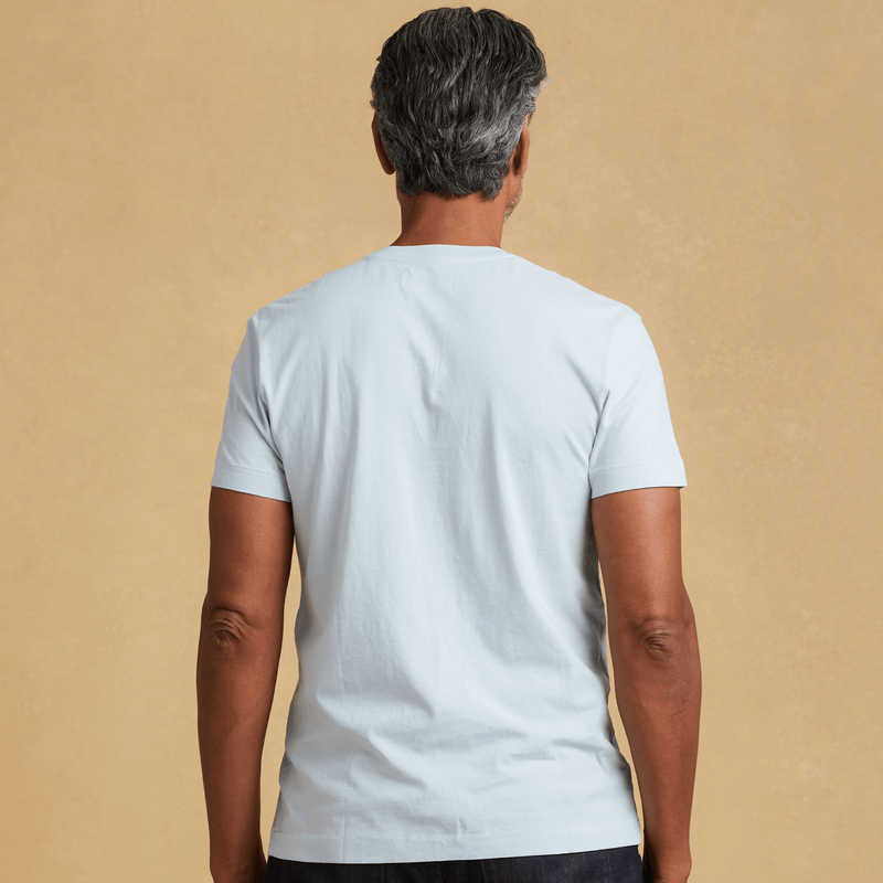 sky-blue organic cotton V-Neck t-shirt