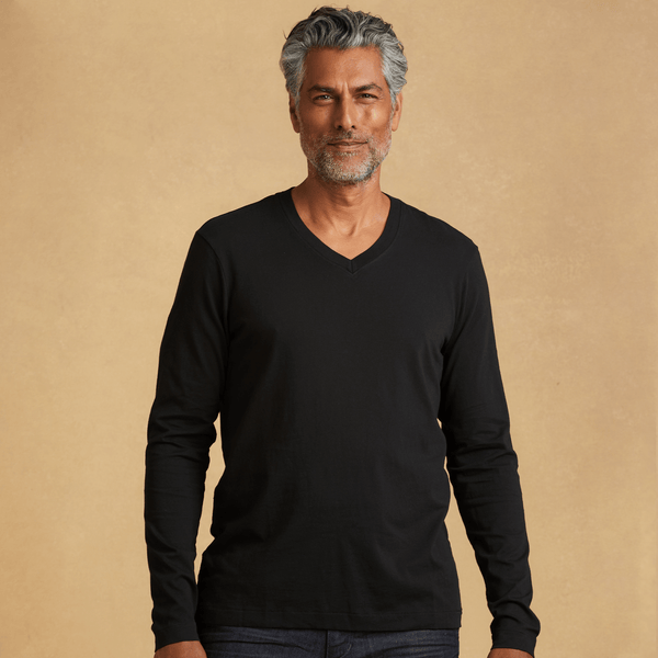 Black long sleeve top v neck shirt