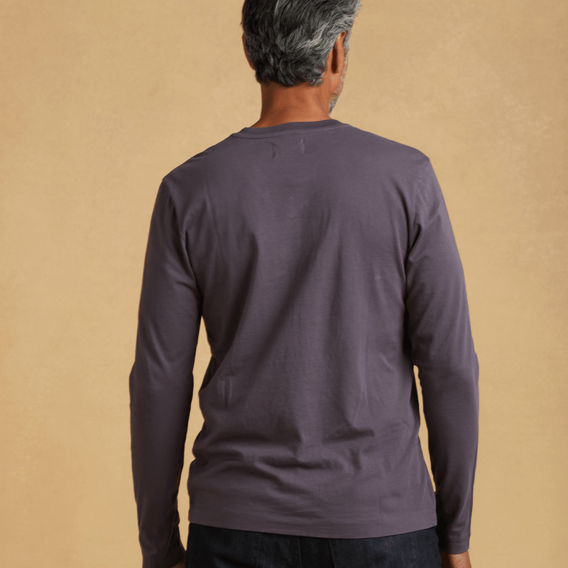 faded-purple organic cotton Long sleeve V-Neck t-shirt