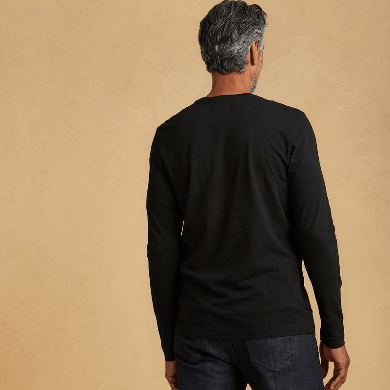 black organic men's long sleeve cotton t-shirt