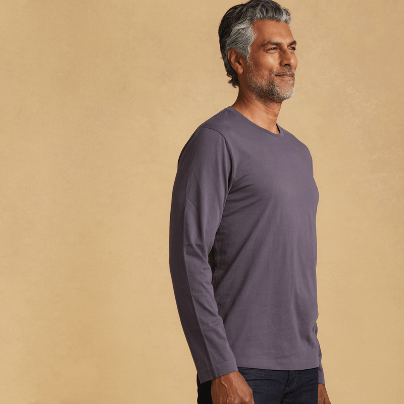 faded-purple organic long sleeve cotton t-shirt 