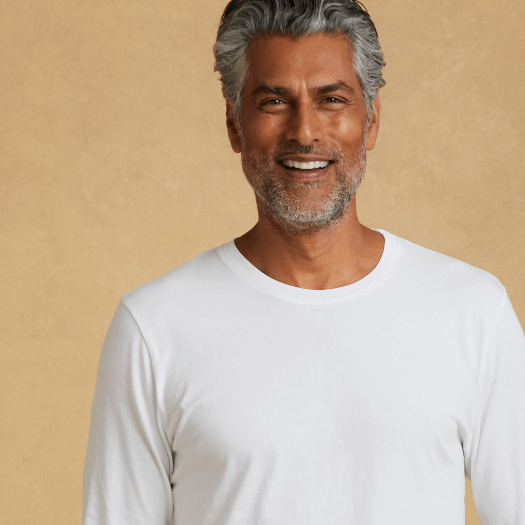 #color_white organic men's long sleeve cotton t-shirt front