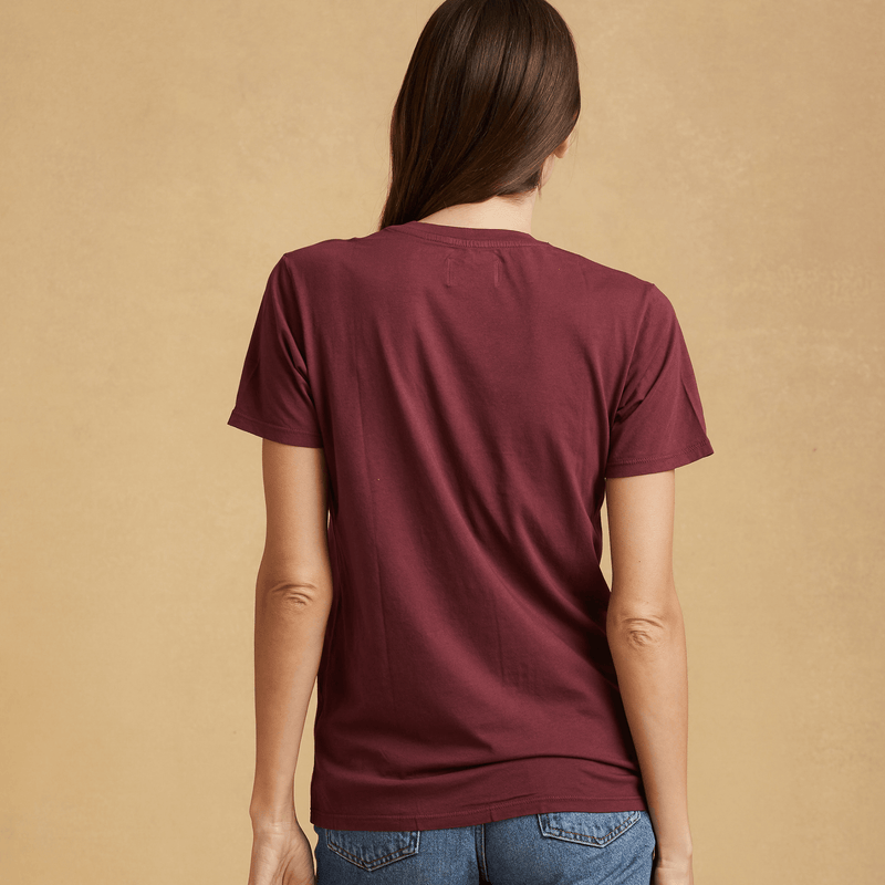 burgundy organic cotton V-Neck t-shirt 