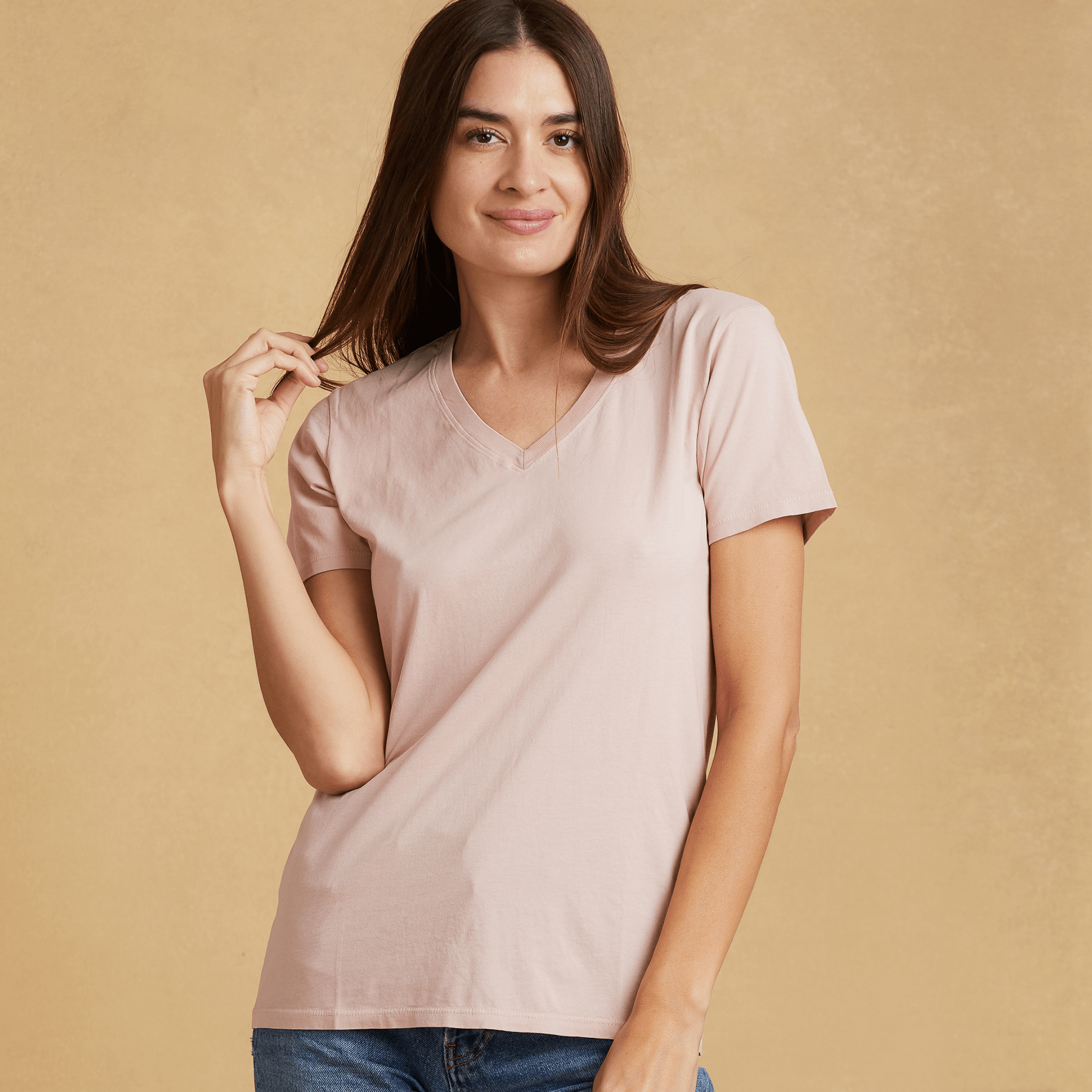 #color_blush organic cotton V-Neck t-shirt 