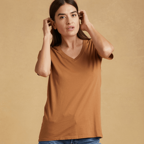 copper organic cotton V-Neck t-shirt