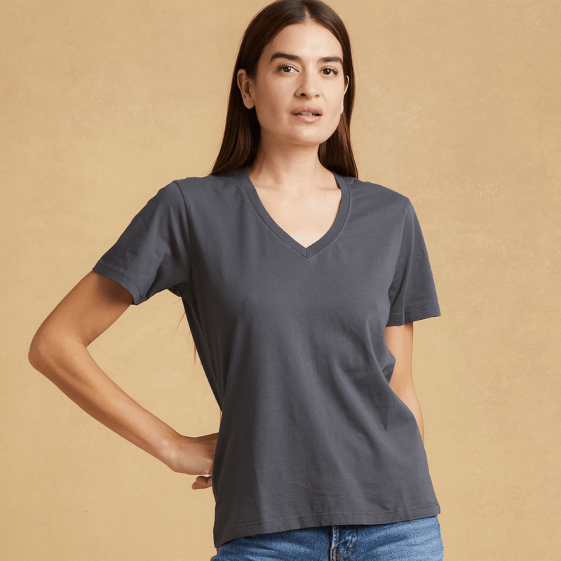 dark-grey organic cotton V-Neck t-shirt