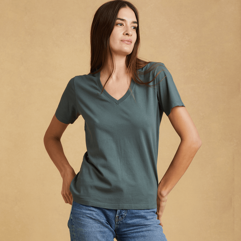 forest-green organic cotton V-Neck t-shirt 