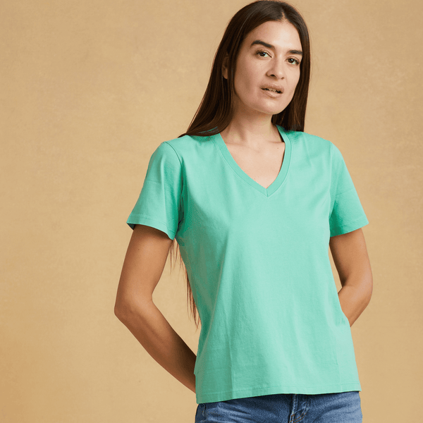 light-green organic cotton V-Neck t-shirt 