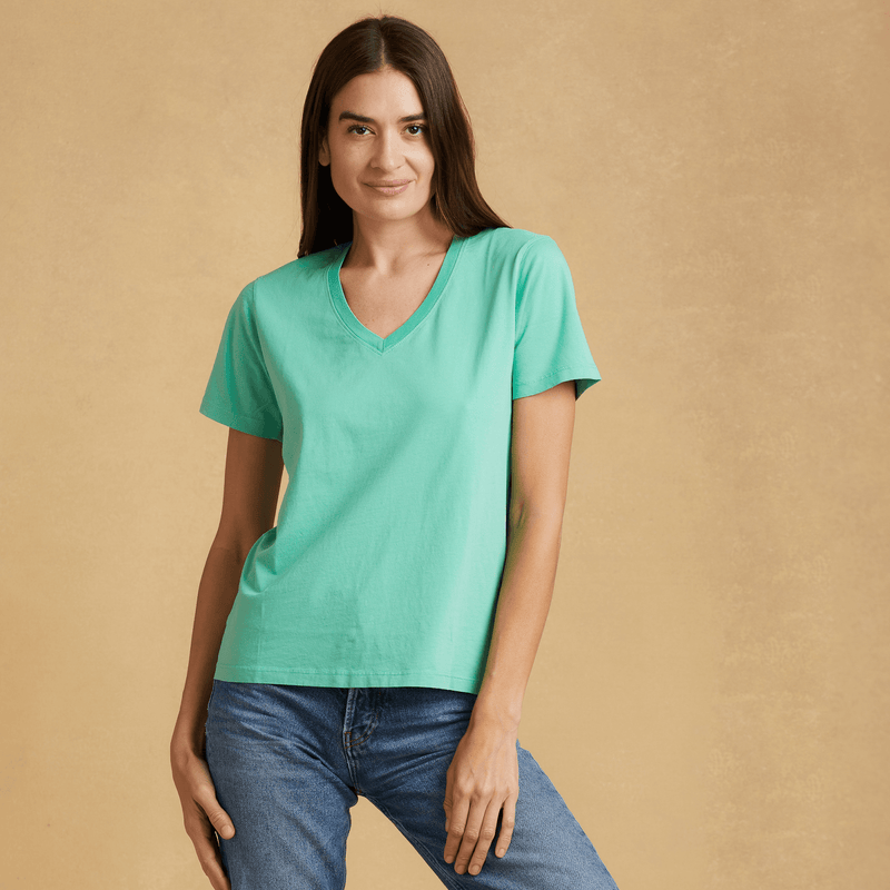 light-green organic cotton V-Neck t-shirt 