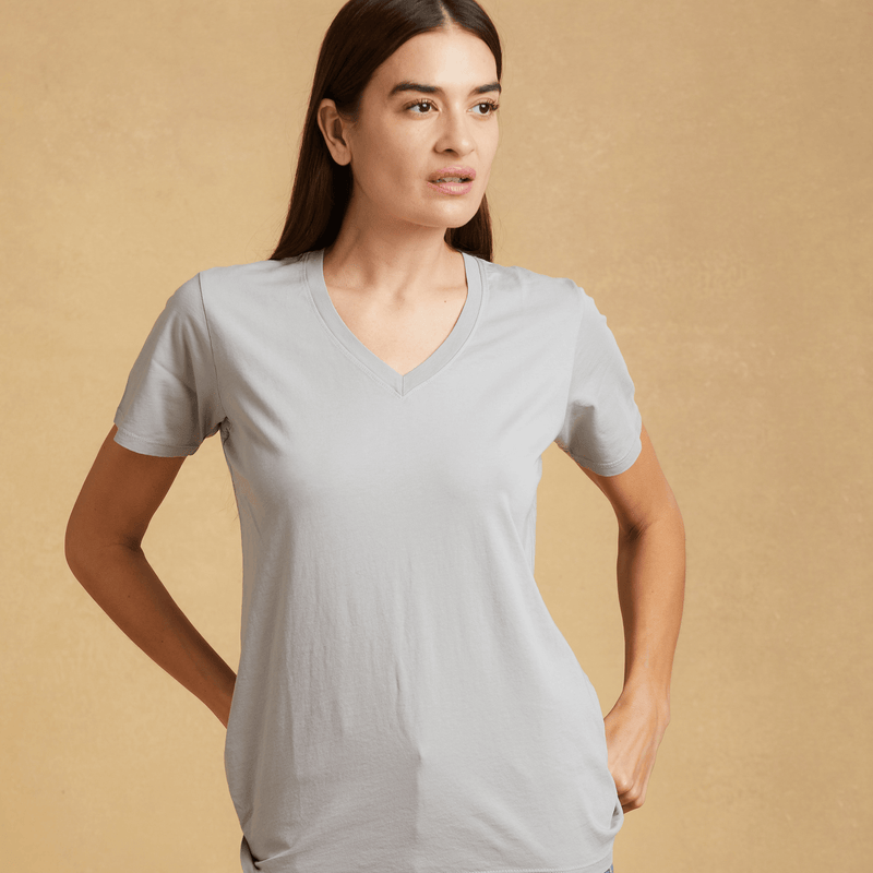 light-grey organic cotton V-Neck t-shirt