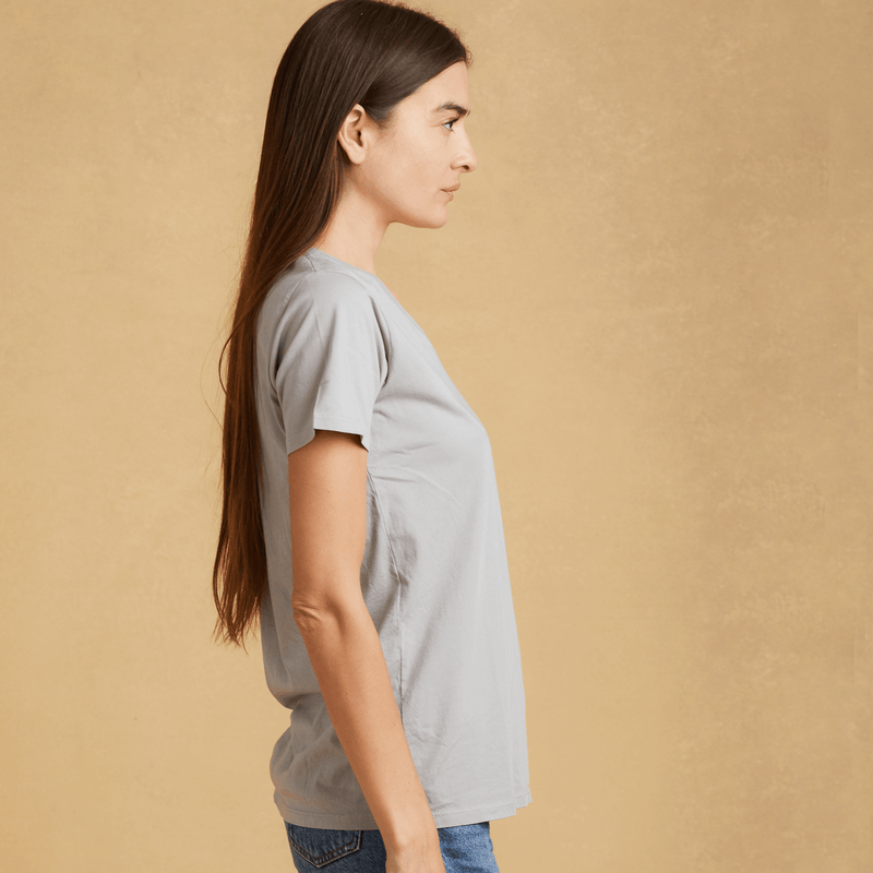 light-grey organic cotton V-Neck t-shirt