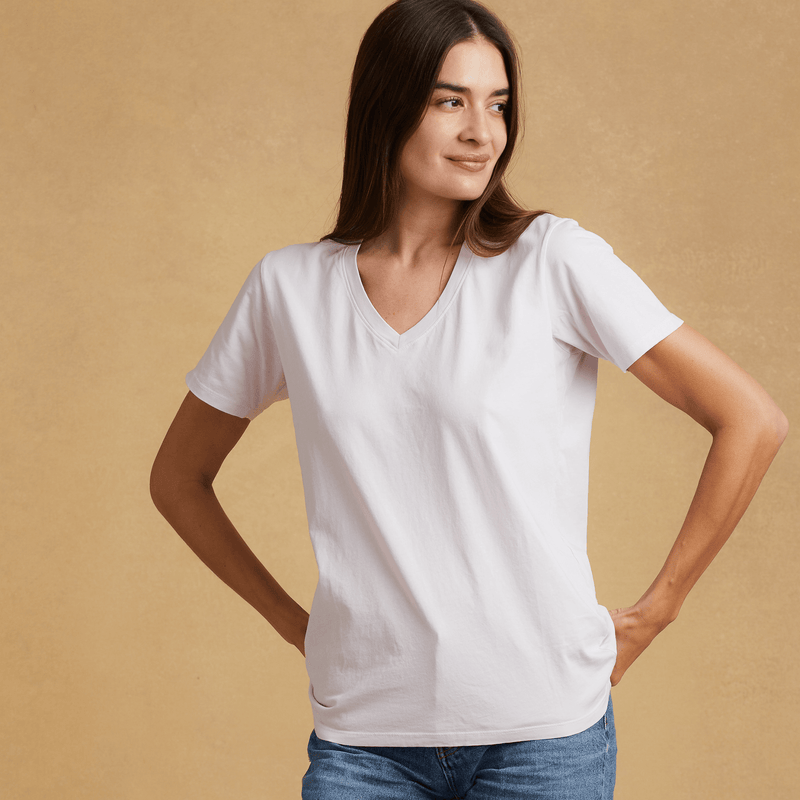 light-pink organic cotton V-Neck t-shirt 