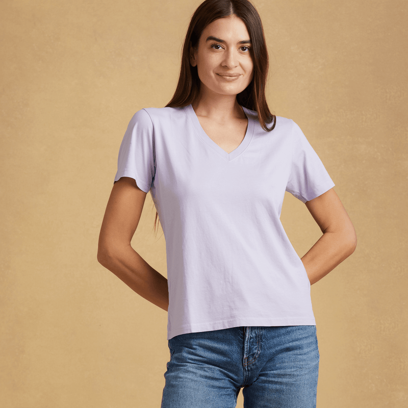 pastel-lilac organic cotton V-Neck t-shirt 