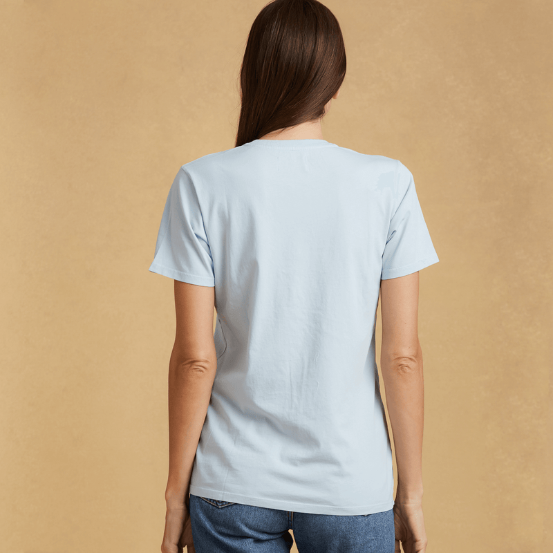 sky-blue organic cotton V-Neck t-shirt 