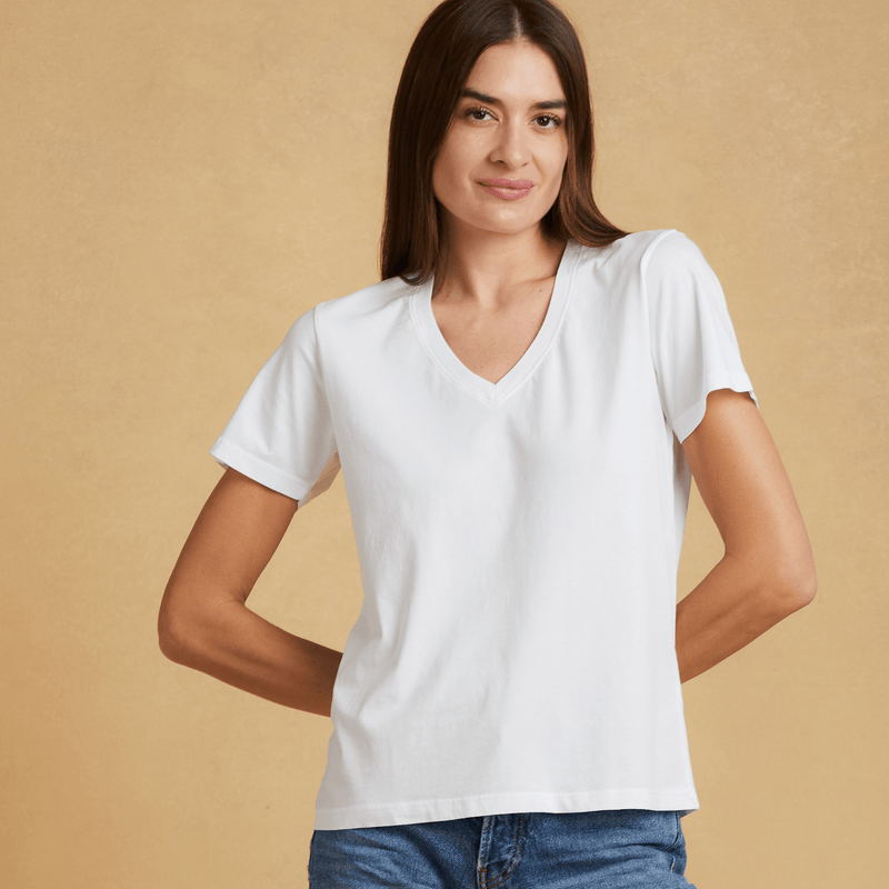white organic cotton V-Neck t-shirt 