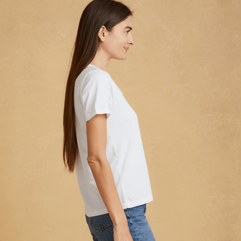 white organic cotton V-Neck t-shirt 