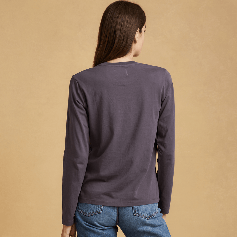 faded-purple organic cotton Long Sleeve crewneck t-shirt 