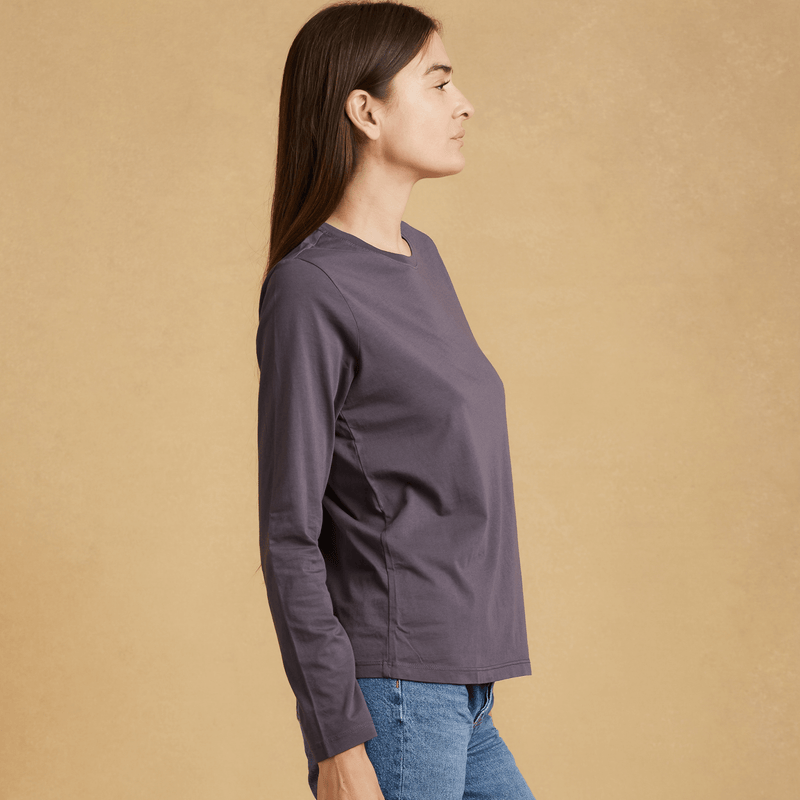 faded-purple organic cotton Long Sleeve crewneck t-shirt 