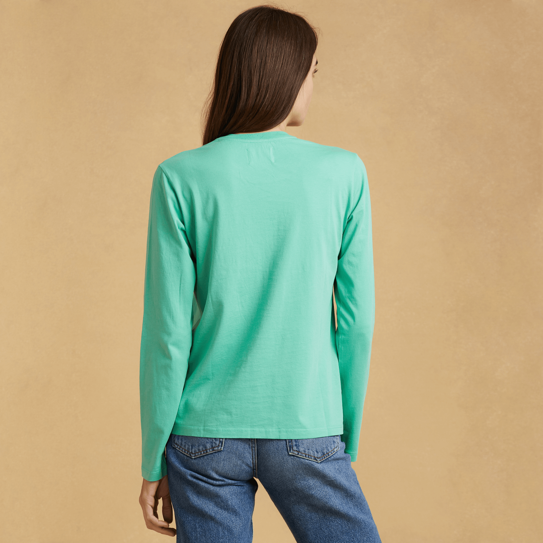 #color_light-green organic cotton Long Sleeve crewneck t-shirt 