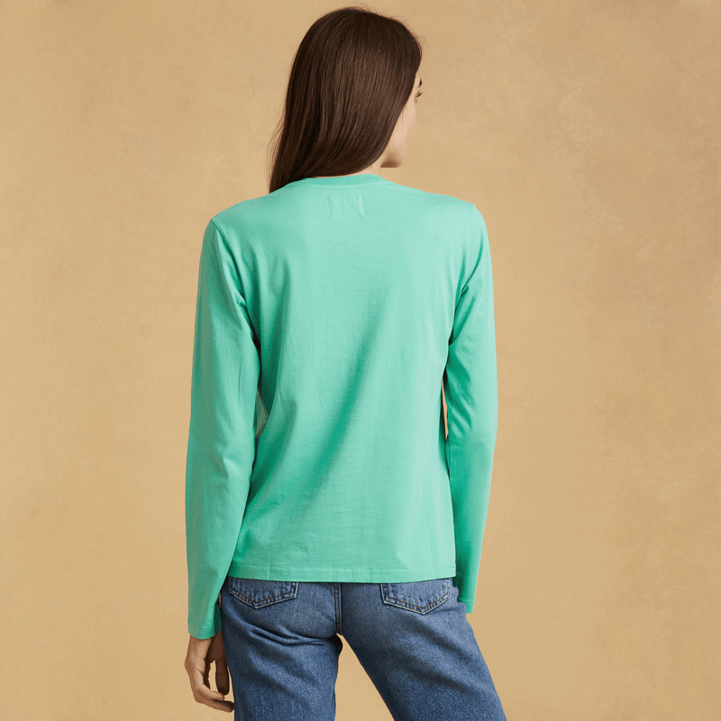 light-green organic cotton Long Sleeve crewneck t-shirt 