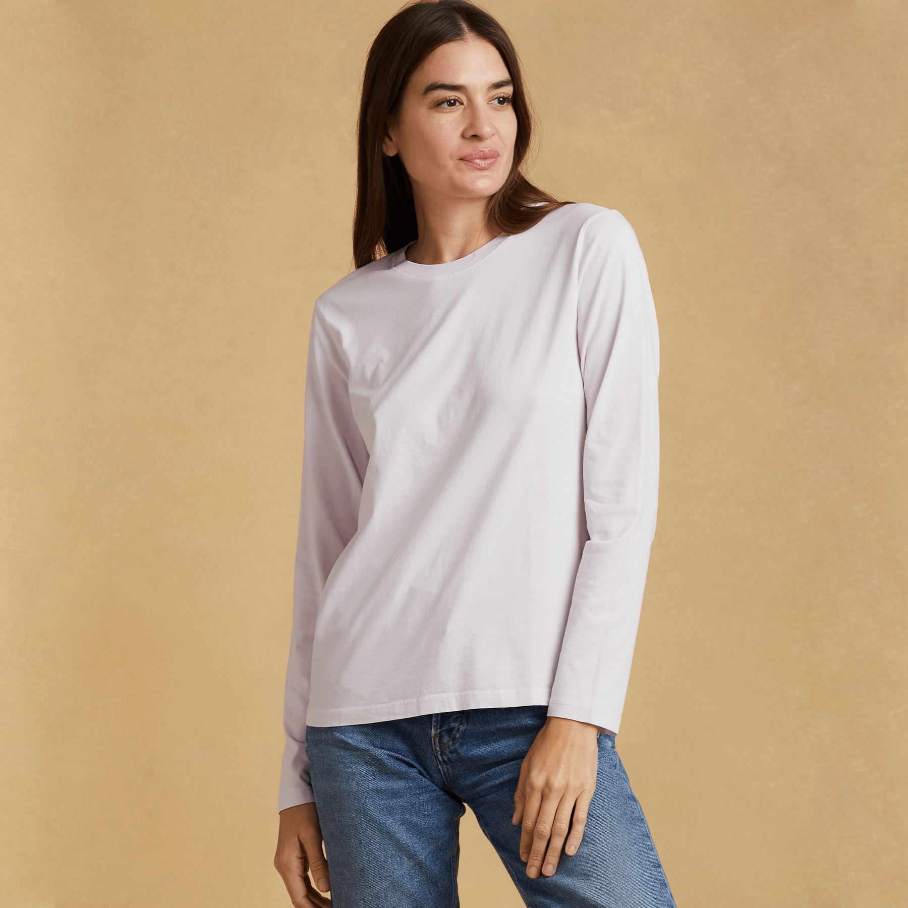 #color_light-pink organic cotton Long Sleeve crewneck t-shirt