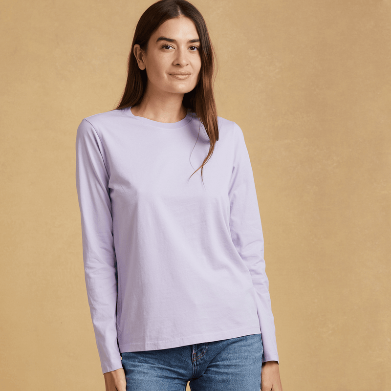 pastel-lilac organic cotton Long Sleeve crewneck t-shirt 