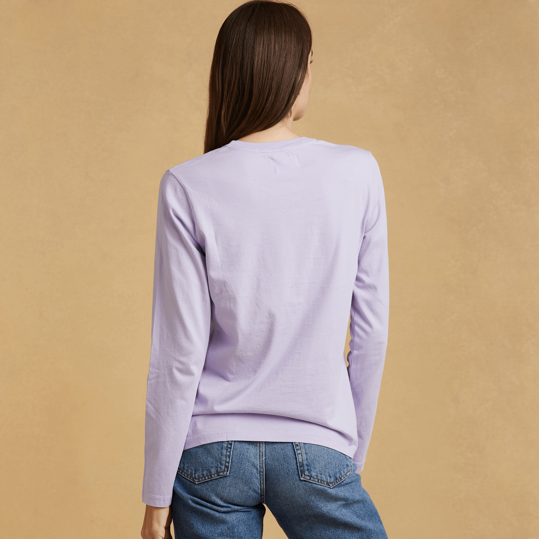 #color_pastel-lilac organic cotton Long Sleeve crewneck t-shirt 