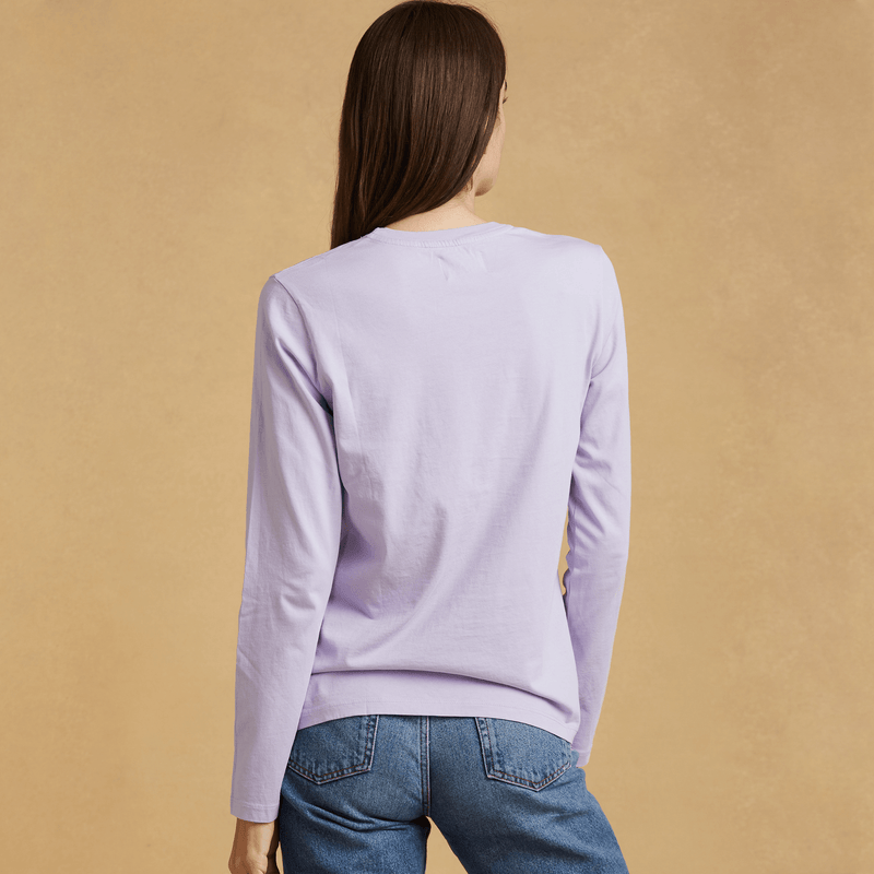 pastel-lilac organic cotton Long Sleeve crewneck t-shirt 