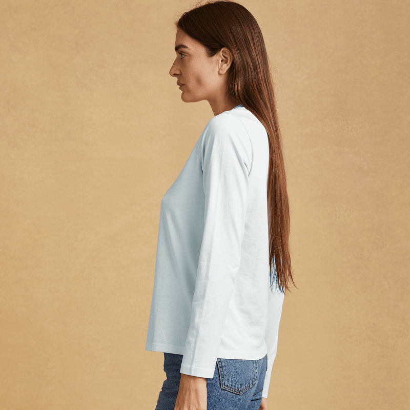 sky-blue organic cotton Long Sleeve crewneck t-shirt