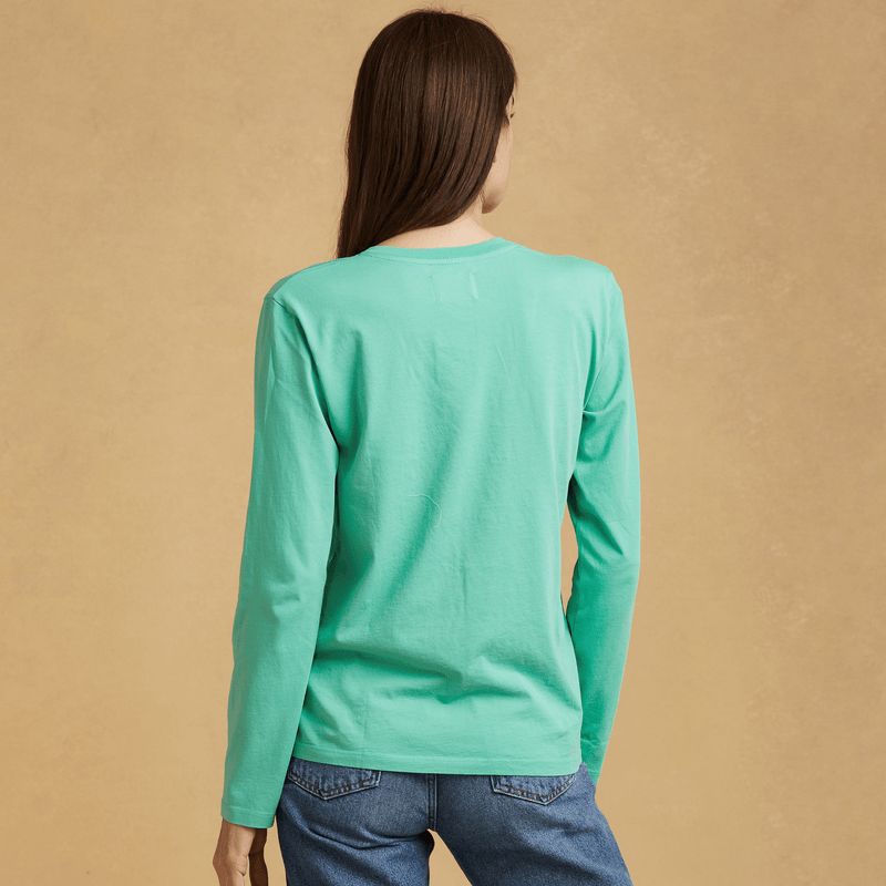 light-green Womens Long Sleeve V Neck